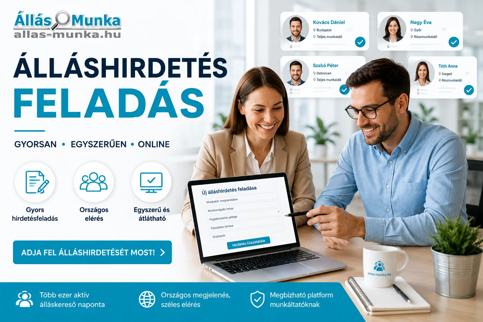 Álláshirdetés feladás online az allas-munka.hu oldalon